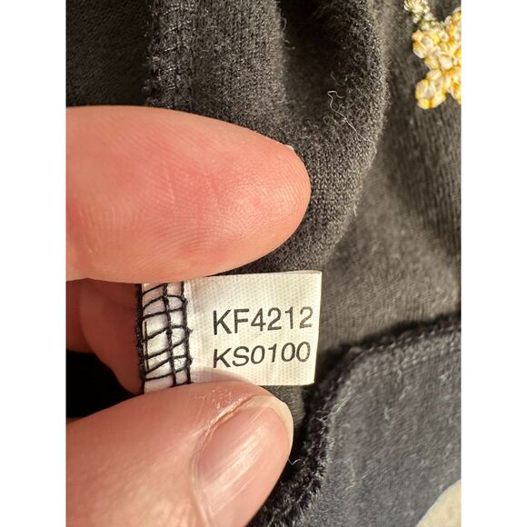 Vintage Y2K Black Velour Floral Embroidered Track Jacket Hoodie size M/L - Picture 9 of 9